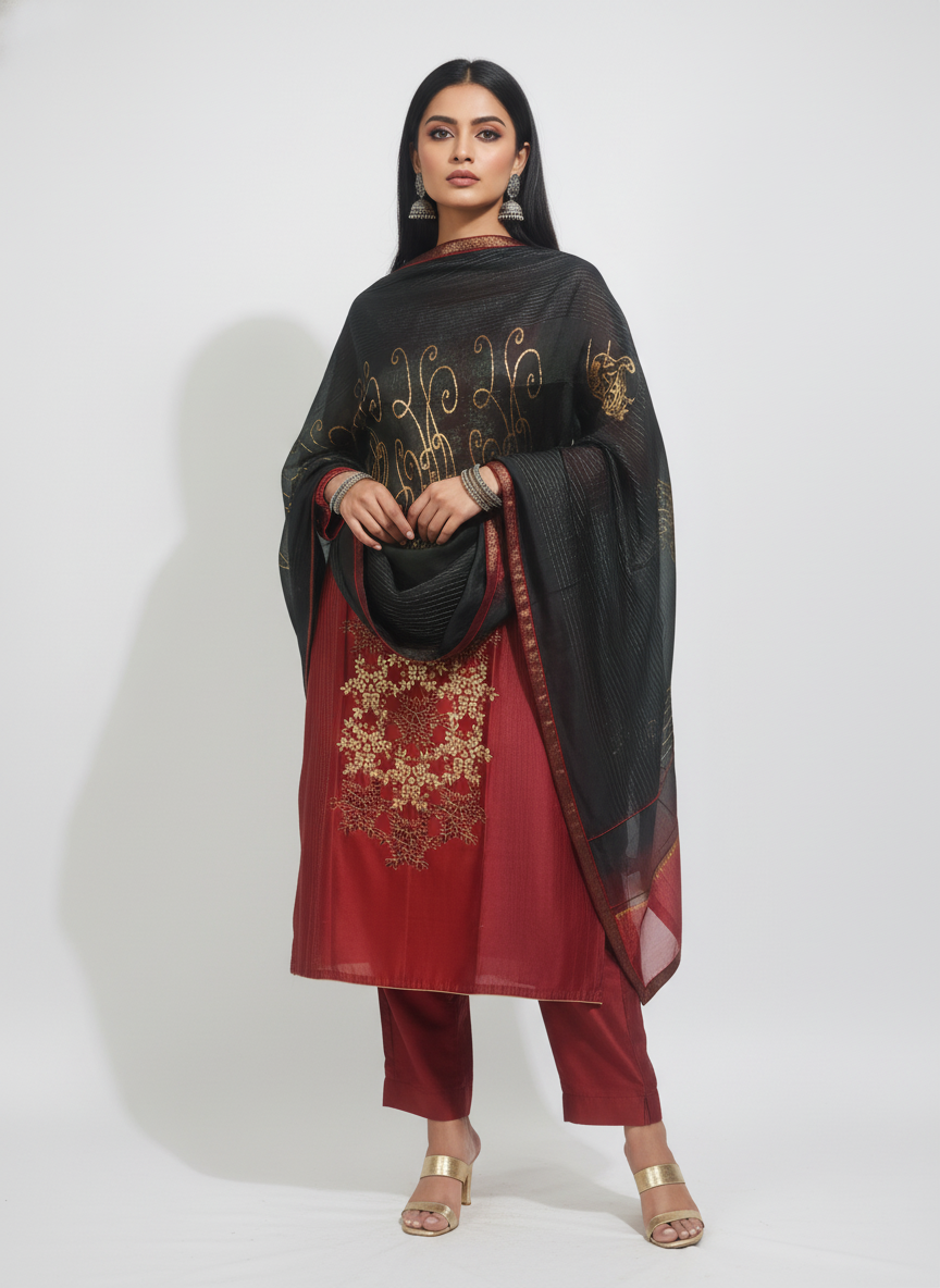 Semi Stitched Formal Chanderi Suitset