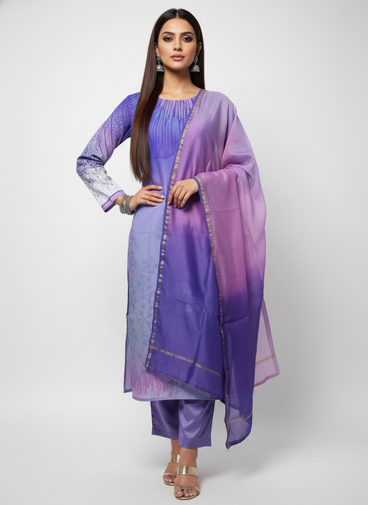 Semi Stitched Cotton Suitset