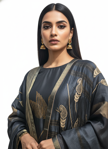 Semi Stitched Formal chanderi Suitset