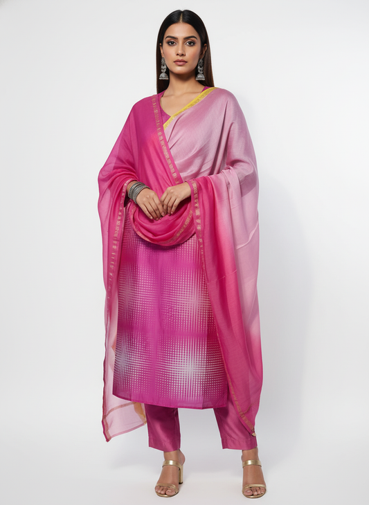 Semi Stitched Cotton Casual Suitset