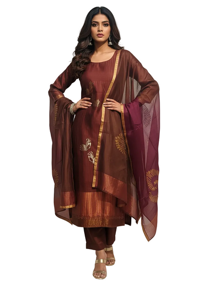 Semi Stitched Formal Chanderi Suitset