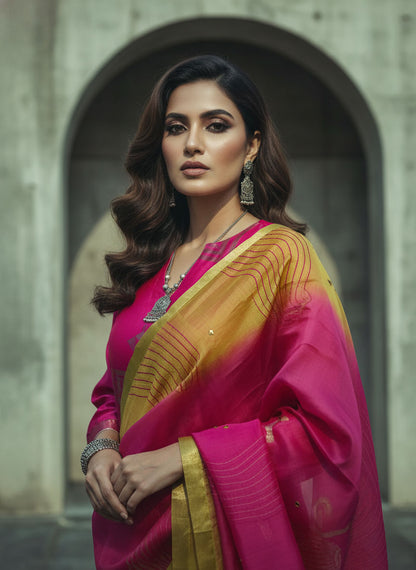 Semi Stitched Formal chanderi Suitset