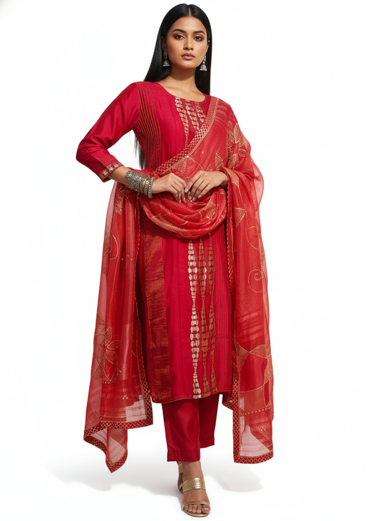Semi Stitched Formal Chanderi Suitset