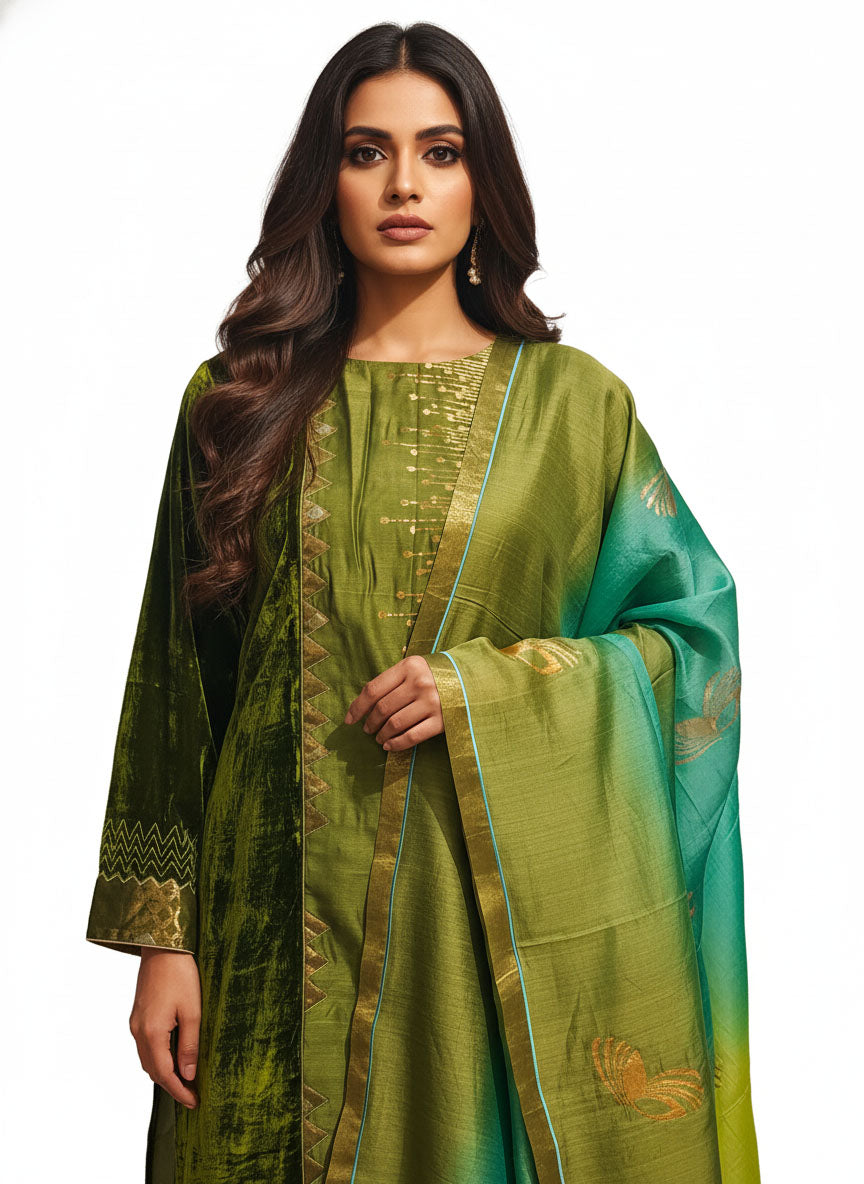 Semi Stitched Formal velvet Suitset