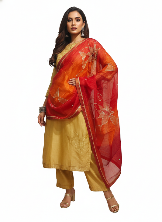 Semi Stitched Formal chanderi Suitset