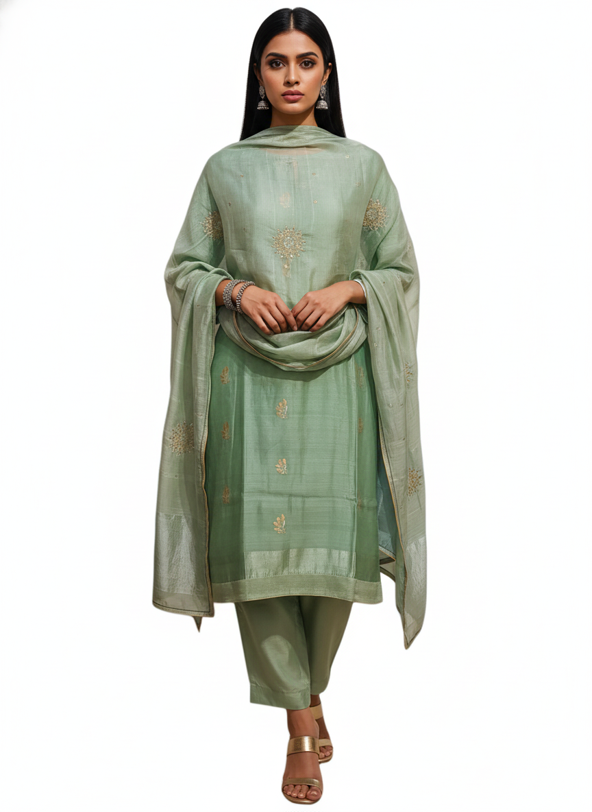 Semi Stitched Formal Chanderi Suitset