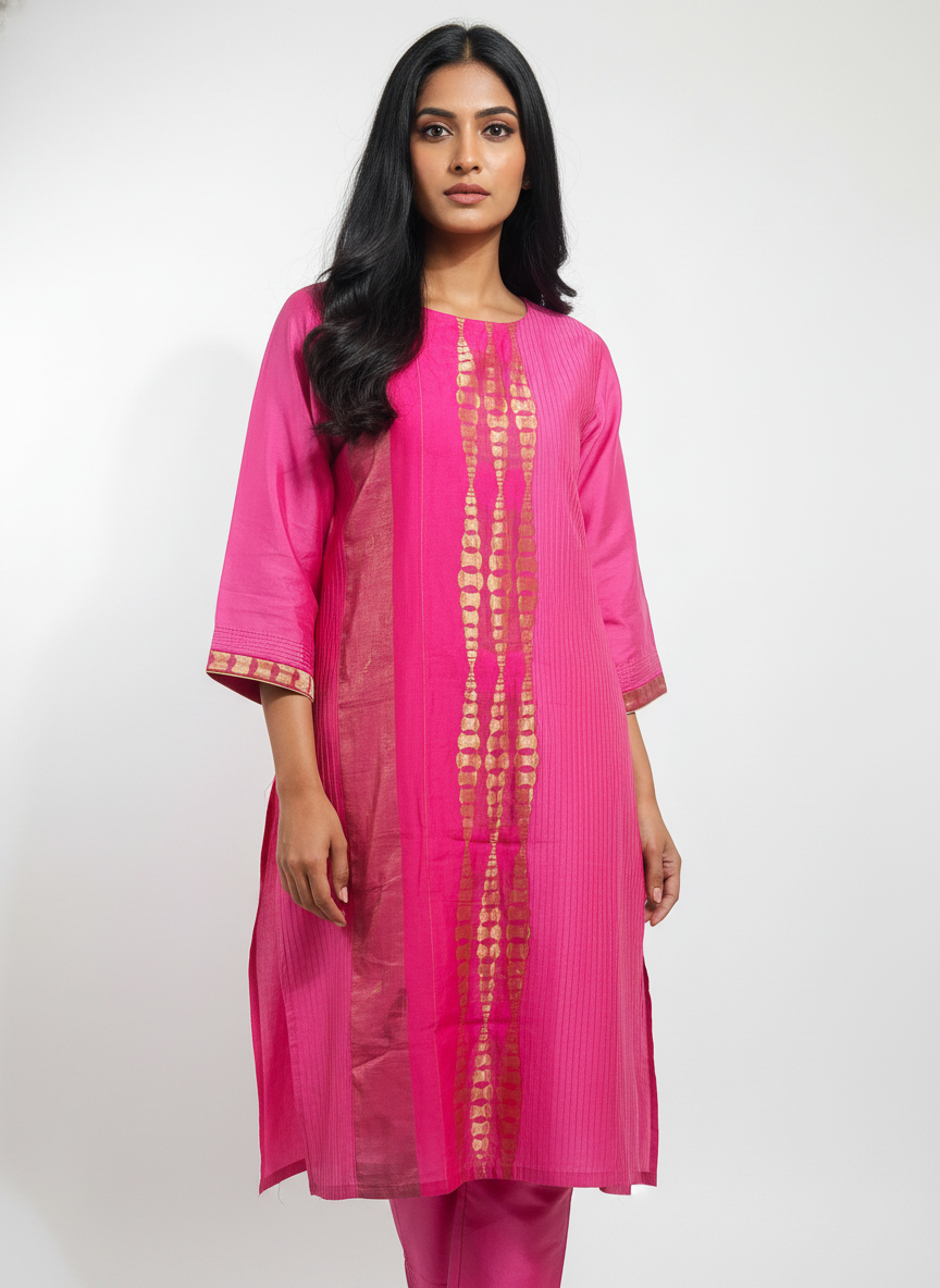 Semi Stitched Formal chanderi Kurta