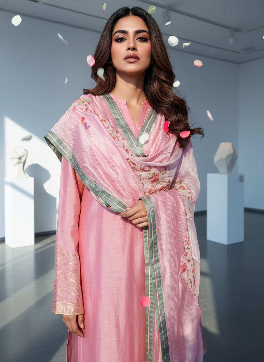 Semi Stitched Formal chanderi Suitset