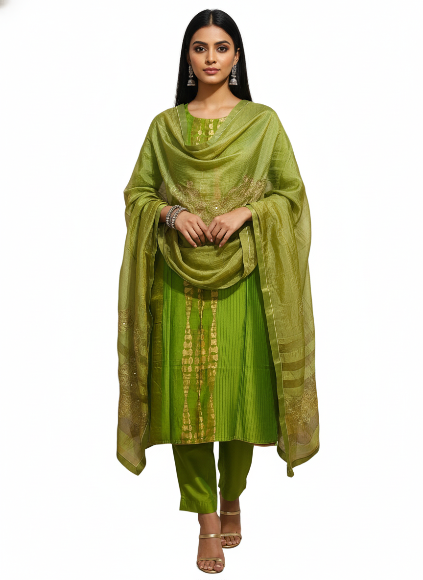 Semi Stitched Formal Chanderi Suitset