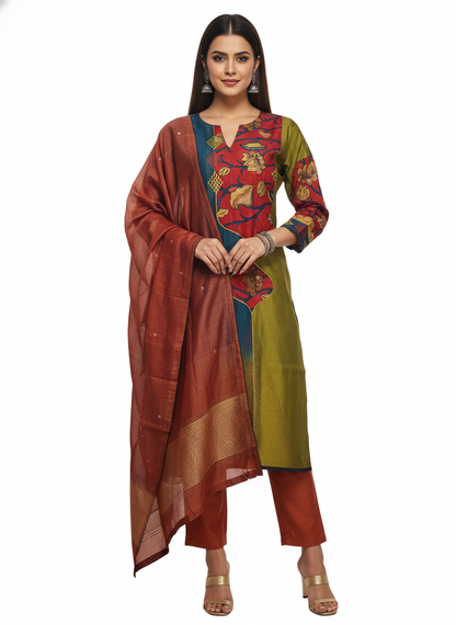 Semi Stitched Formal Chanderi Suitset