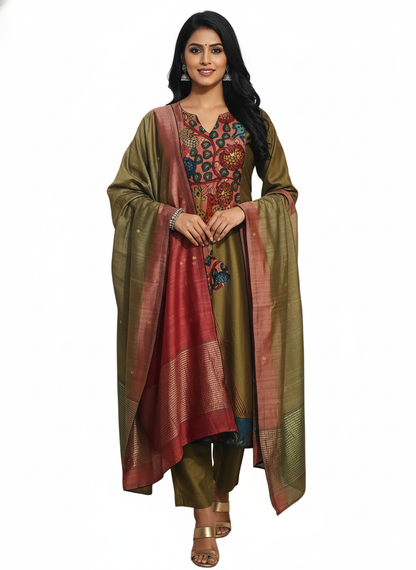 Semi Stitched Formal Chanderi Suitset