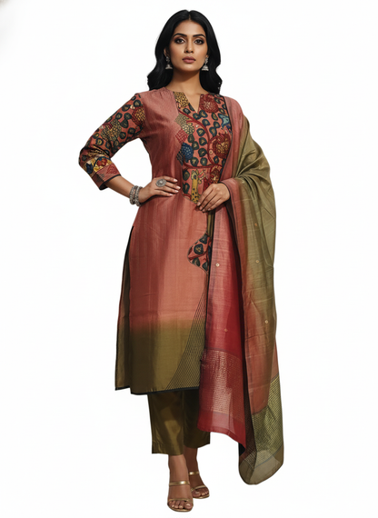 Semi Stitched Formal Chanderi Suitset