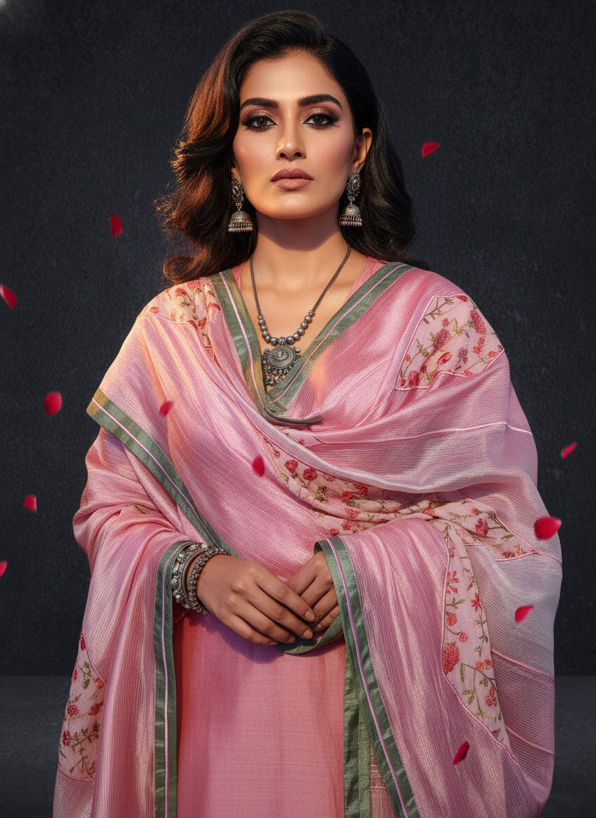 Semi Stitched Formal chanderi Suitset