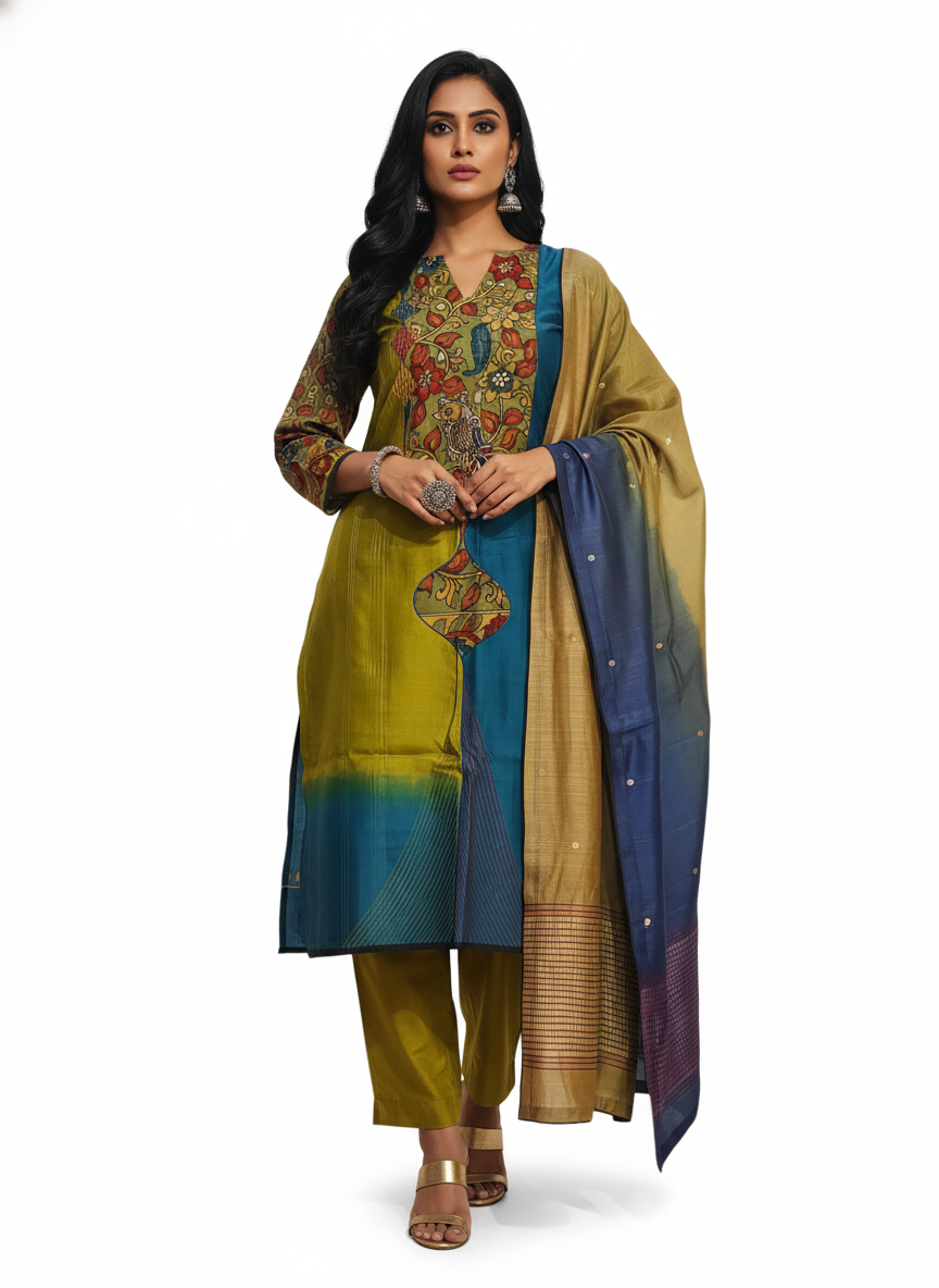 Semi Stitched Formal Chanderi Suitset