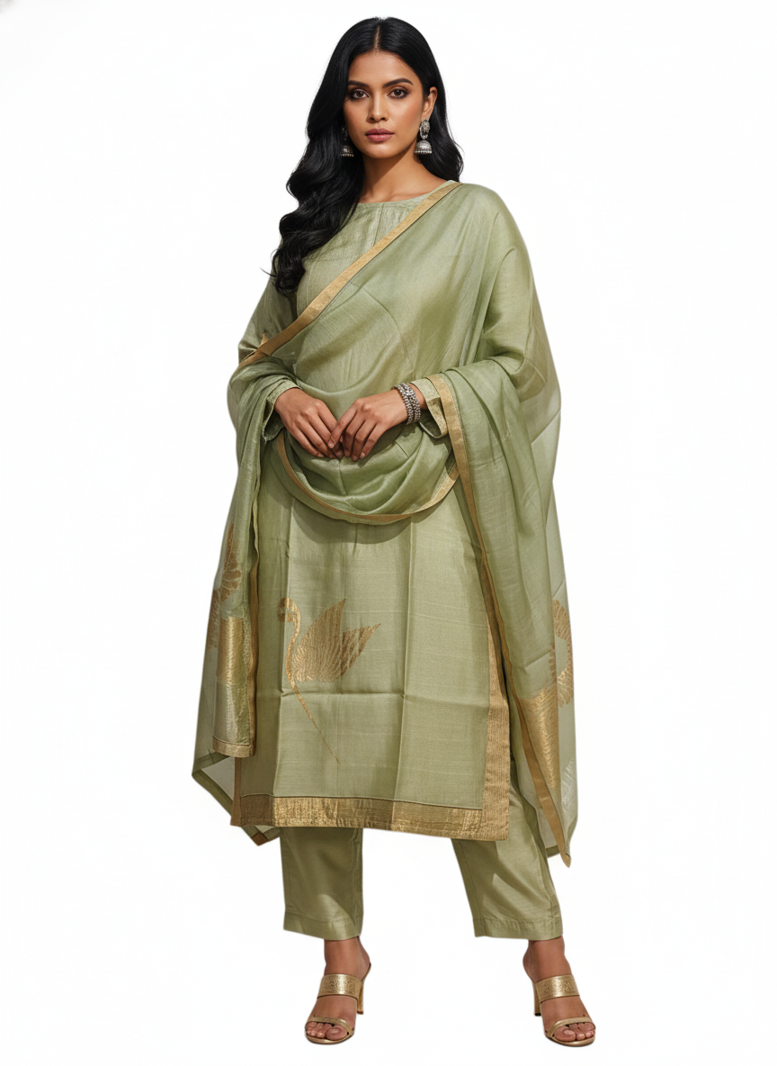 Semi Stitched Formal Chanderi Suitset