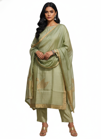 Semi Stitched Formal Chanderi Suitset