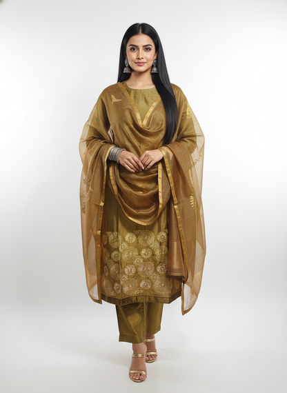 Semi Stitched Formal Chanderi Suitset
