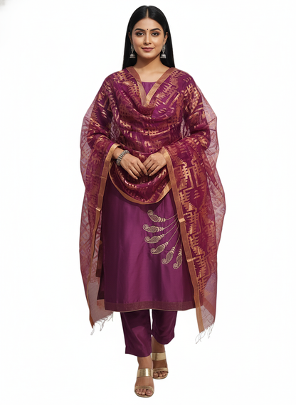 Semi Stitched Formal Chanderi Suitset