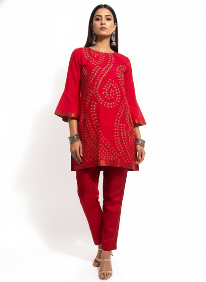Semi Stitched silk cutwork applique Short Tunic