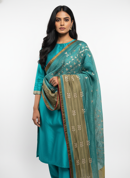 Formal silk gota embroidery Dupatta