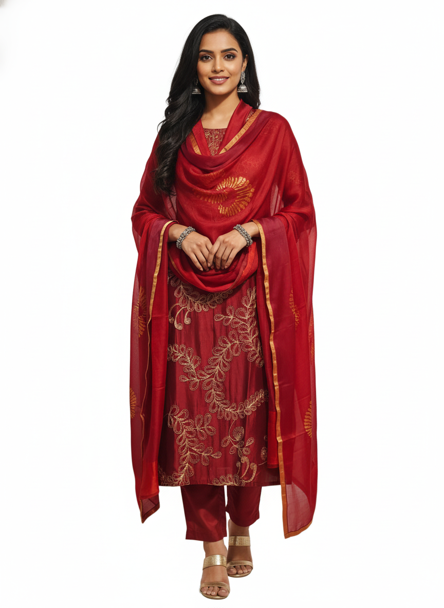 Semi Stitched Formal Chanderi Suitset