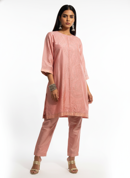 Semi Stitched silk cutwork applique Short Tunic