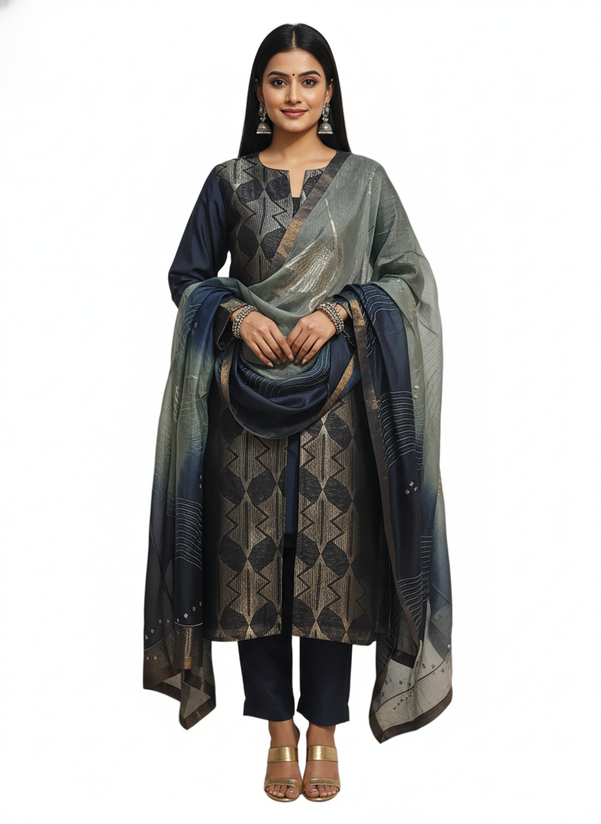 Semi Stitched Formal Chanderi Suitset