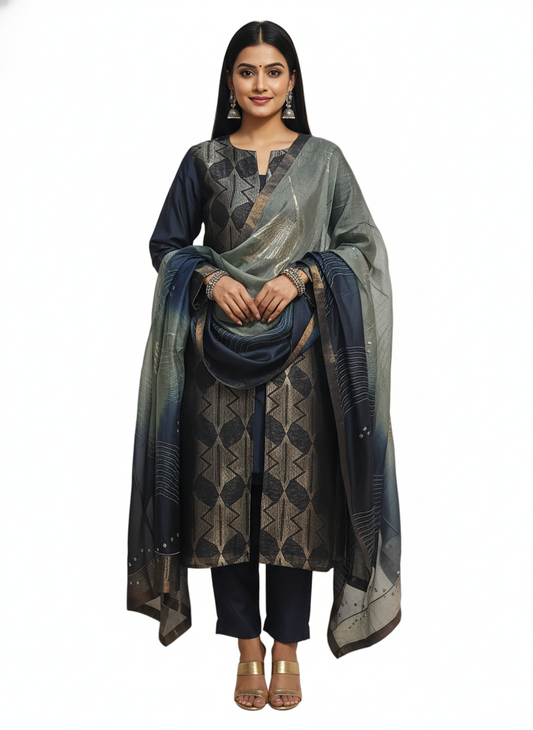 Semi Stitched Formal Chanderi Suitset