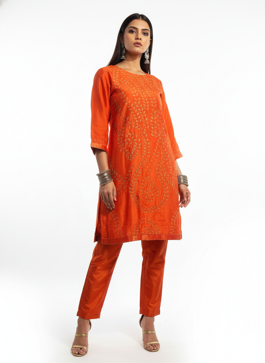 Semi Stitched silk cutwork applique Short Tunic