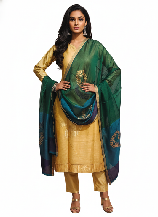 Semi Stitched Formal Chanderi Suitset