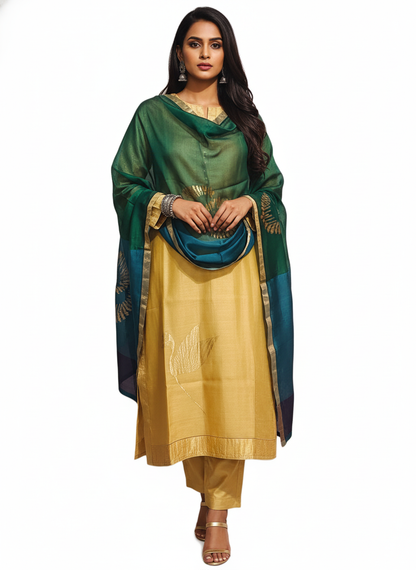Semi Stitched Formal Chanderi Suitset