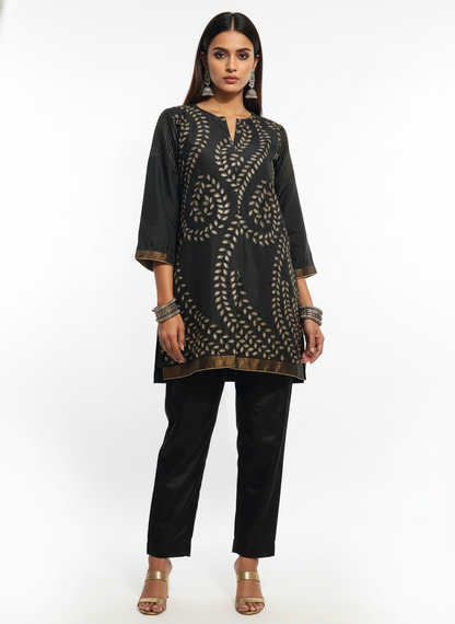 Semi Stitched silk cutwork applique Short Tunic