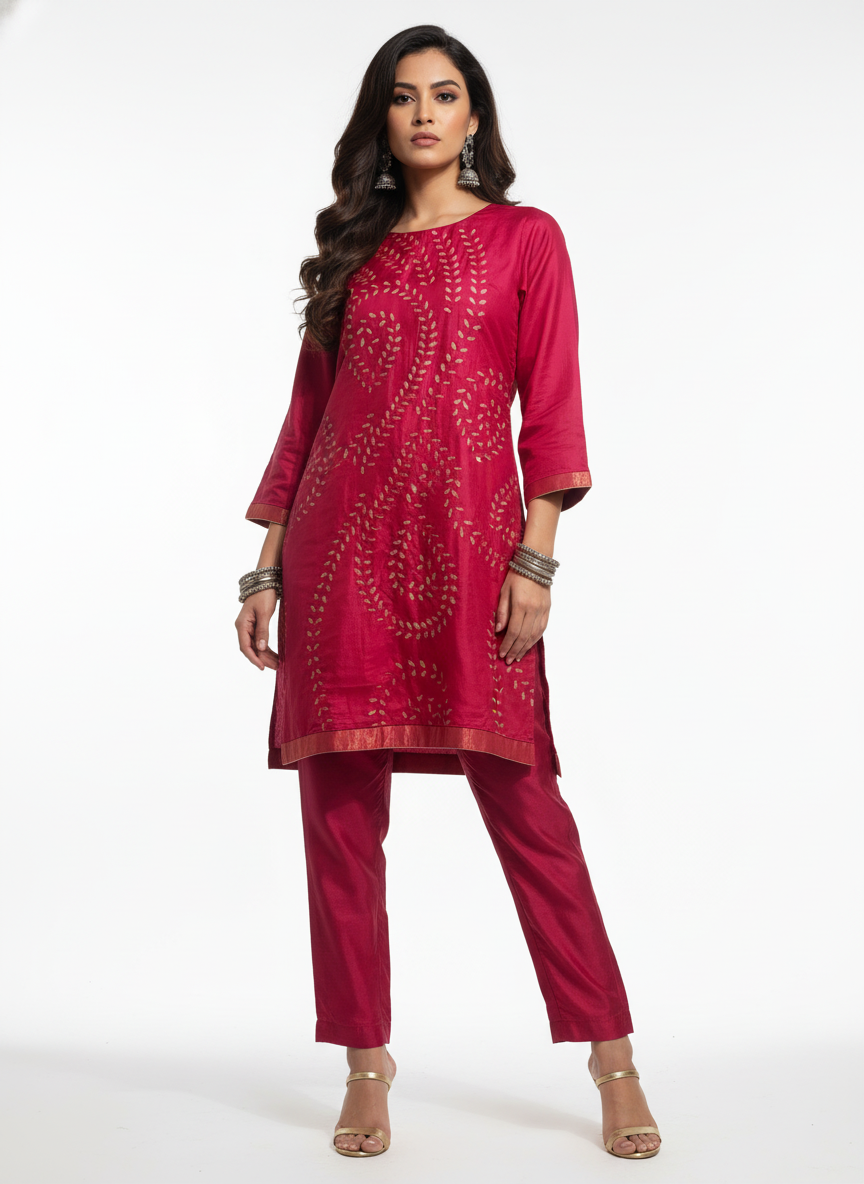 Semi Stitched silk cutwork applique Short Tunic