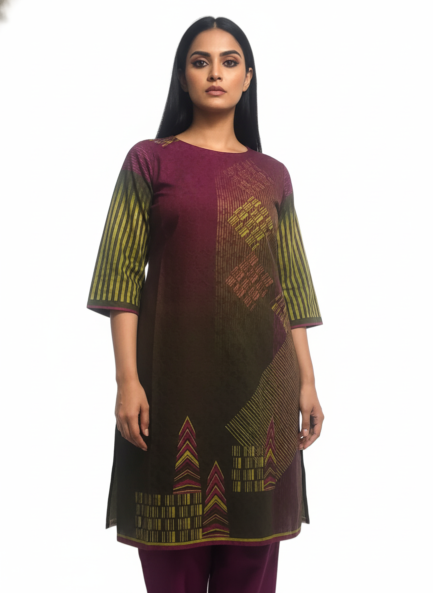 Semi Stitched Chanderi Kurta