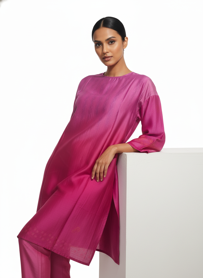 Semi Stitched Cotton Satin Kurta