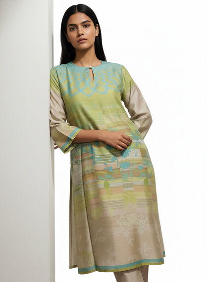 Semi Stitched Chanderi Kurta