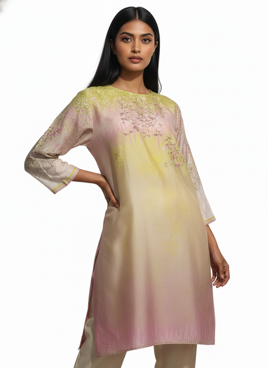 Semi Stitched Chanderi Kurta