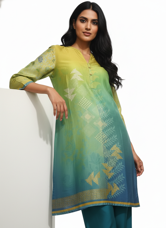 Semi Stitched Cotton Satin Kurta