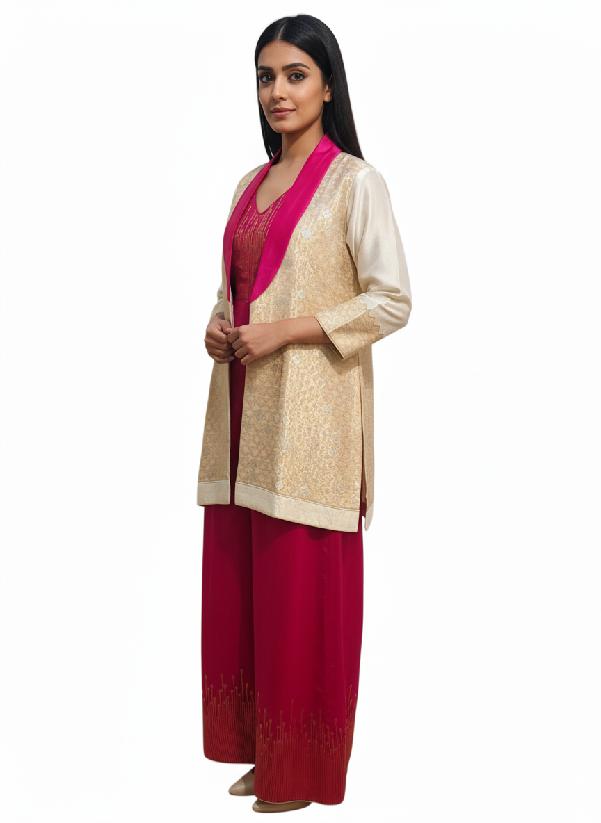 Indowestern chanderi formal coordset