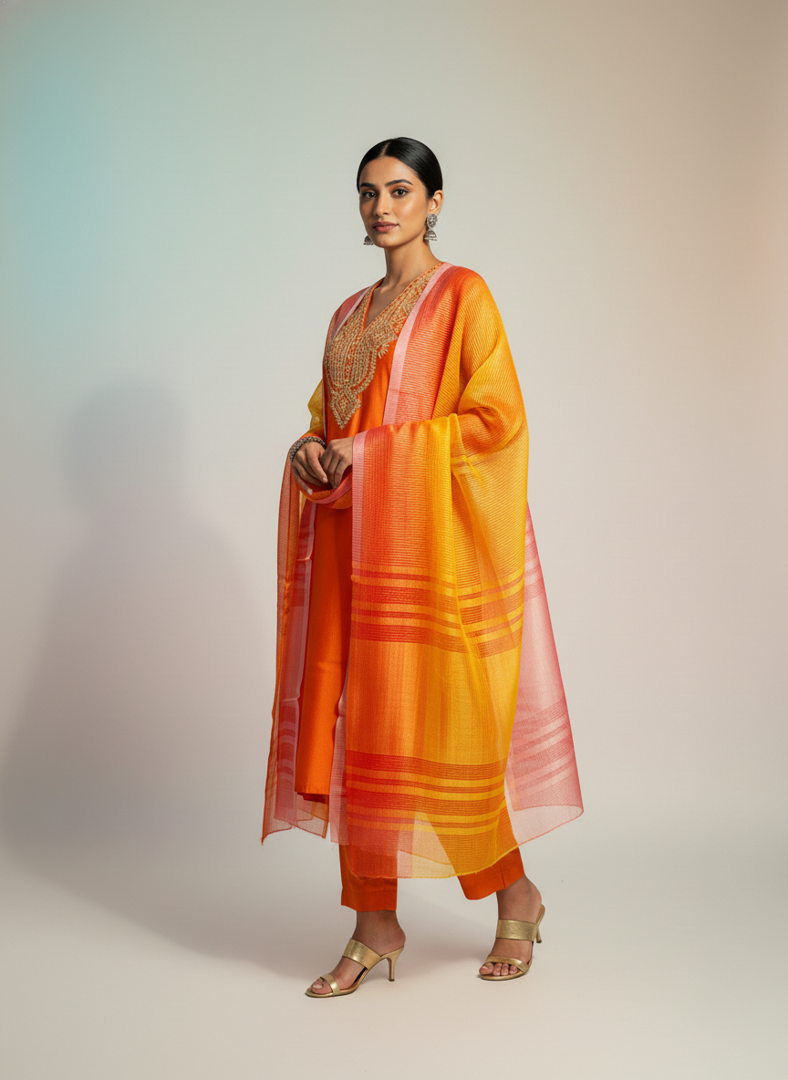 Semi Stitched formal Chanderi Suitset