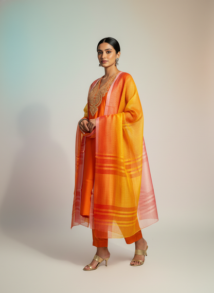 Semi Stitched formal Chanderi Suitset