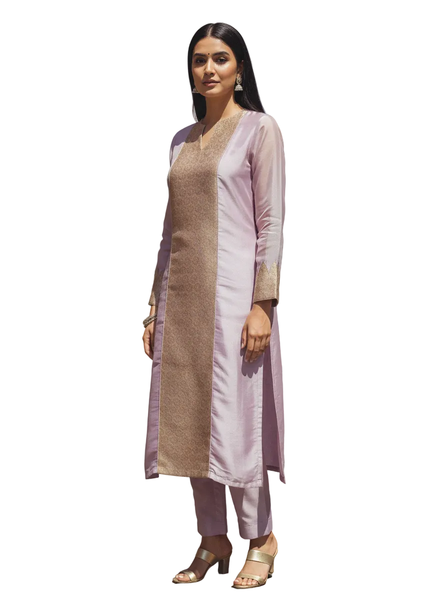 Semi Stitched Formal chanderi Kurta