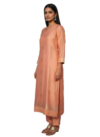 Semi Stitched Formal chanderi Kurta