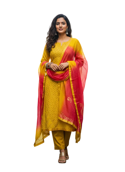 Semi Stitched Formal chanderi Suitset