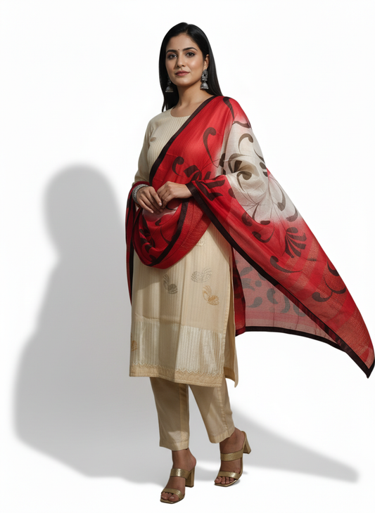 Semi Stitched Formal chanderi Suitset