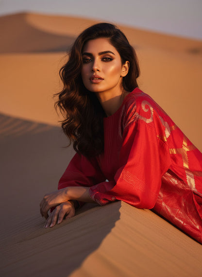 Semi Stitched Chanderi coordset dress