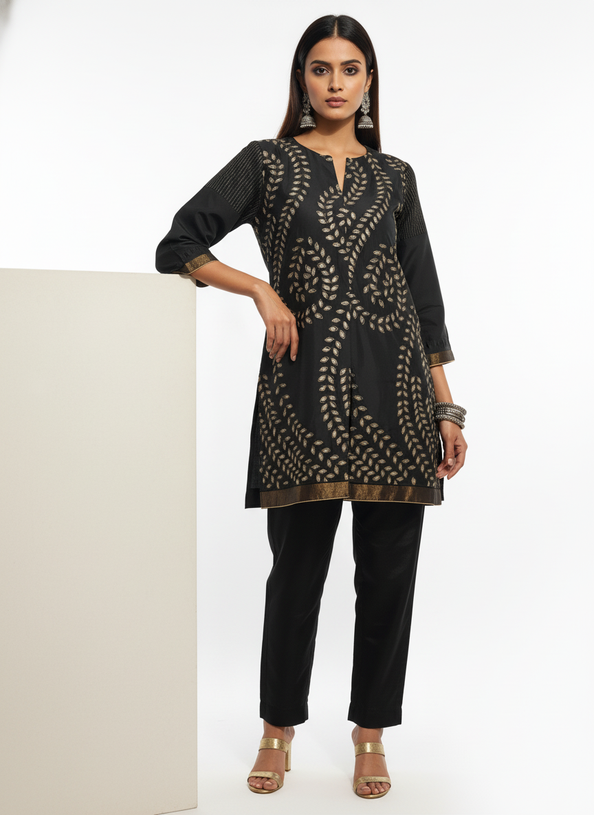 Semi Stitched silk cutwork applique Short Tunic