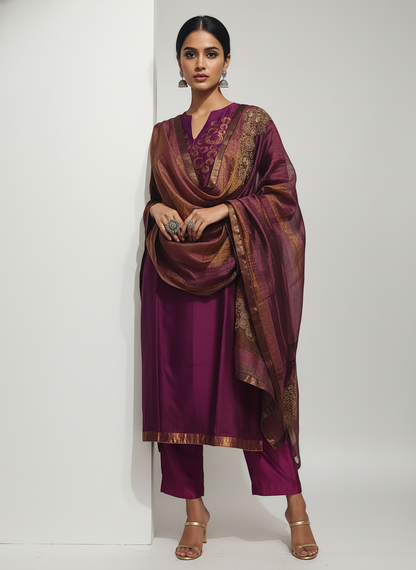 Semi Stitched Formal Chanderi Suitset