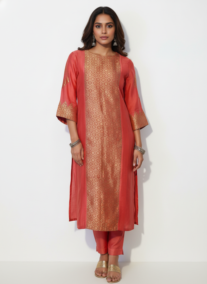 Semi Stitched Formal chanderi Kurta