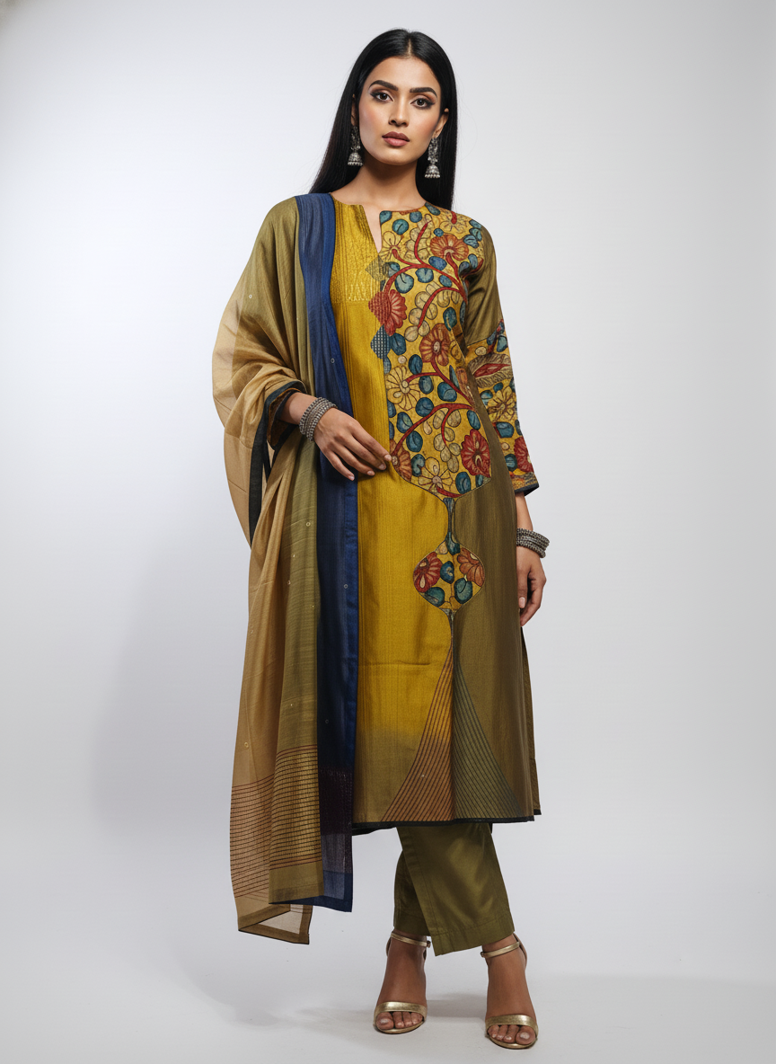 Semi Stitched Formal Chanderi Suitset